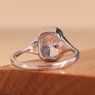 1.50CT Elongated Cushion Cut Bezel Setting Engagement Ring