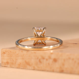 1.0CT Radiant Cut Hidden Halo Moissanite Engagement Ring