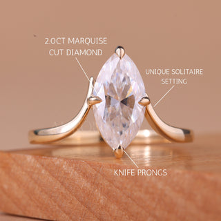 1.50CT Marquise Cut Unique Solitaire Engagement Ring