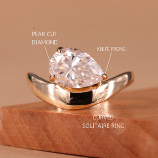 1.50CT East-West Pear Cut Curved Solitaire Engagement Ring
