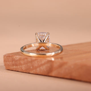 1.50CT Elongated Cushion Cut Hidden Halo Moissanite Engagement Ring