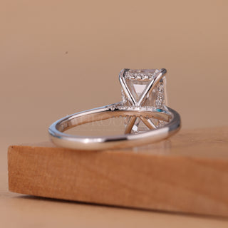1.0CT Emerald Cut Hidden Halo Setting Moissanite Engagement Ring