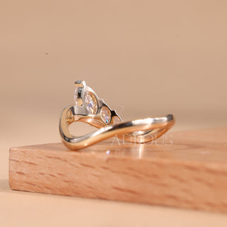 Marquise Cut Three Stone Curved Moissanite Wedding Band