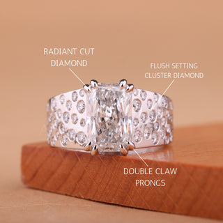 2.0CT Radiant Cut Unique Flush Set Cluster Diamond Men's Wedding Ring