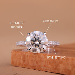 2.0CT Round Brilliant Cut Pave Setting Moissanite Engagement Ring