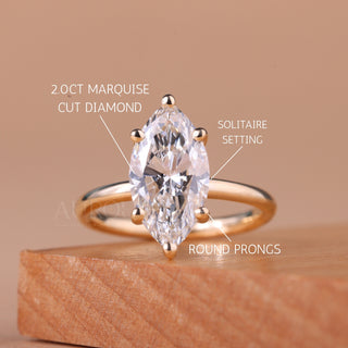 2.50CT Marquise Cut Solitaire Moissanite Engagement Ring