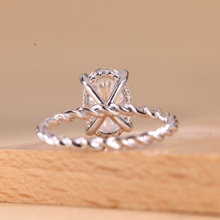 2.0CT Oval Cut Hidden Halo Moissanite Engagement Ring