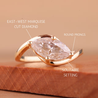 1.50CT East-West Marquise Cut Unique Solitaire Engagement Ring