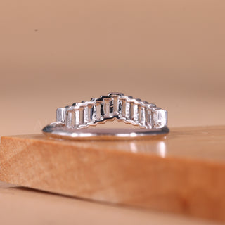 Baguette Cut Channel Setting Moissanite Curved Wedding Band