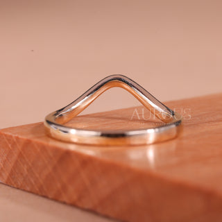 14K Solid Gold Curved Plain Unique Wedding Band