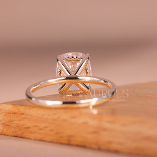 2.0CT Elongated Cushion Cut Hidden Halo Moissanite Engagement Ring