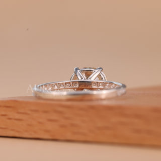 1.0CT East-West Oval Cut Diamond Pave Setting Moissanite Engagement Ring