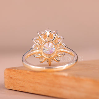 1.50CT Oval Cut Floral Halo Set Moissanite Engagement Ring