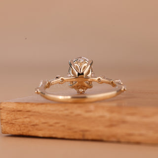 1.0CT Oval Cut Petite Pave Setting Moissanite Engagement Ring