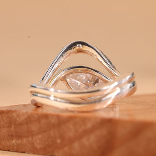 1.50CT East-West Marquise Cut Curved Moissanite Bridal Ring Set