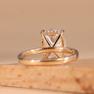 2.0CT Elongated Cushion Cut Hidden Halo Moissanite Engagement Ring