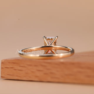 1.0CT Radiant Cut Diamond Hidden Halo Moissanite Engagement Ring