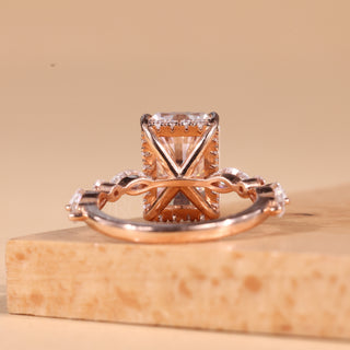 2.0CT Radiant Cut Alternative Pave Setting Moissanite Engagement Ring