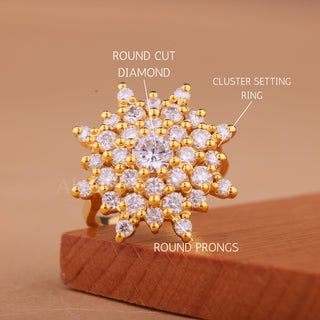 0.50CT Round Cut Diamond Cluster Setting Unique Wedding Ring