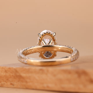 2.0CT Oval Cut Three Side Pave Setting Moissanite Engagement Ring