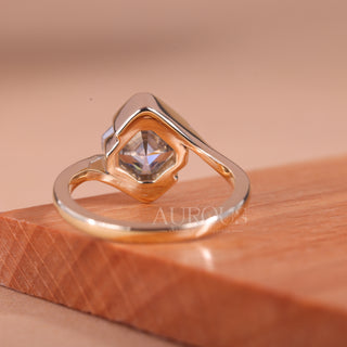 1.50CT Asscher Cut Unique Bezel Set Solitaire Engagement Ring