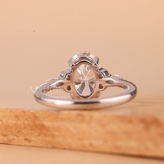 1.50CT Oval Cut Cluster Diamond Moissanite Engagement Ring
