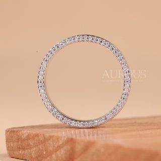 Round Cut Hidden Pave Setting Eternity Plain Wedding Band