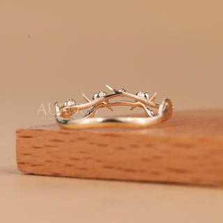 Round Cut Nature Inspired Moissanite Unique Wedding Band