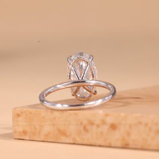 2.5CT Oval Cut Hidden Halo Moissanite Engagement Ring