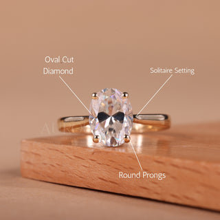 1.0CT Oval Cut Solitaire Moissanite Engagement Ring