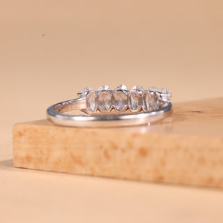 Oval Cut Diamond Six Diamond Moissanite Wedding Band