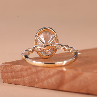2.0CT Oval Cut Bezel & Pave Setting Moissanite Engagement Ring