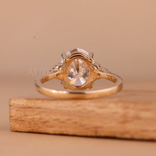 1.0CT Oval Cut Cluster Diamond Moissanite Engagement Ring