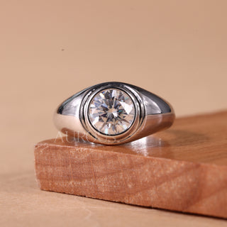 1.50CT Round Cut Diamond Bezel Setting Dome Style Engagement Ring