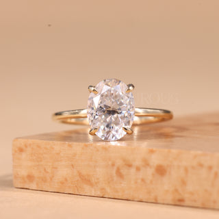 1.0CT Oval Cut Hidden Diamond Moissanite Engagement Ring
