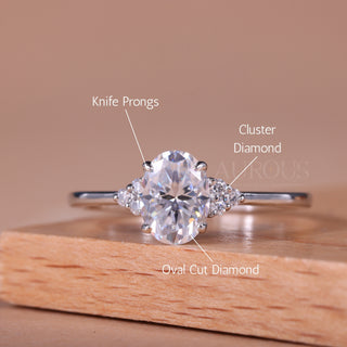 1.50CT Oval Cut Cluster Diamond Moissanite Engagement Ring
