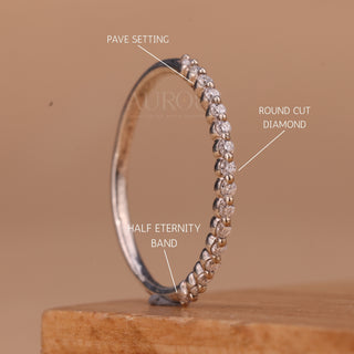 Round Cut Diamond half Eternity Moissanite Wedding Band