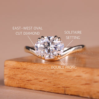 1.50CT East-West Oval Cut Moissanite Curved Engagement Ring