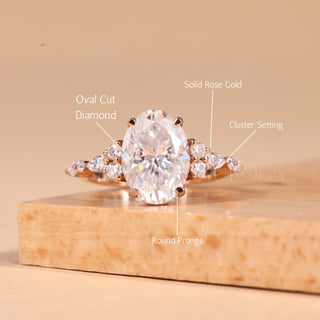 2.00CT Oval Cut Cluster Diamond Moissanite Engagement Ring
