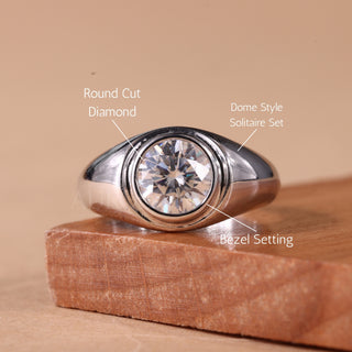 1.50CT Round Cut Diamond Bezel Setting Dome Style Engagement Ring