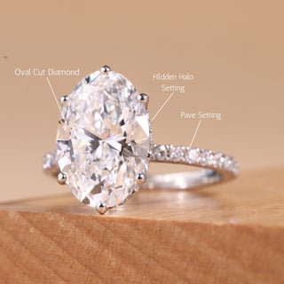 2.0CT Oval Cut Diamond Pave Setting Moissanite Engagement Ring