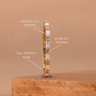 Baguette & Round Diamond Full Eternity Moissanite Wedding Band