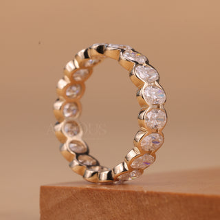 Oval Cut Bezel Setting Full Eternity Moissanite Wedding Band