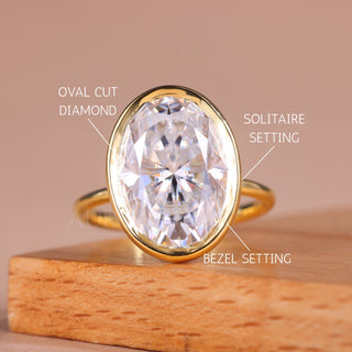 4.50CT Oval Cut Bezel Setting Moissanite Engagement Ring