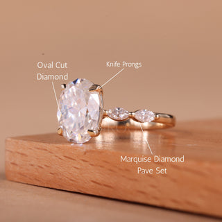 1.50CT Oval Cut Pave Setting Moissanite Engagement Ring
