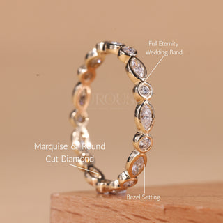 Marquise & Round Cut Bezel Setting Full Eternity Wedding Band