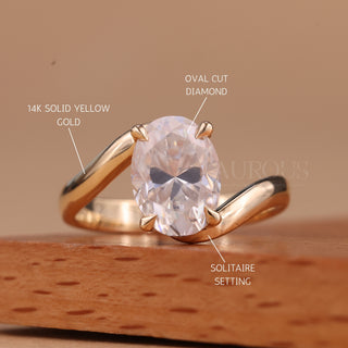 1.0CT Oval Cut Unqiue Solitaire Moissanite Engagement Ring