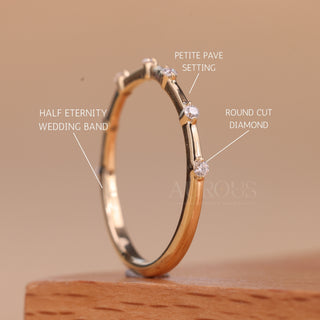 Round Cut Diamond Petite Pave Setting Half Eternity Band
