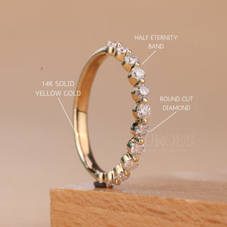 Round Cut Pave Setting Half Eternity Moissanite Wedding Band