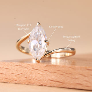 1.50CT Marquise Cut Unique Solitaire Engagement Ring